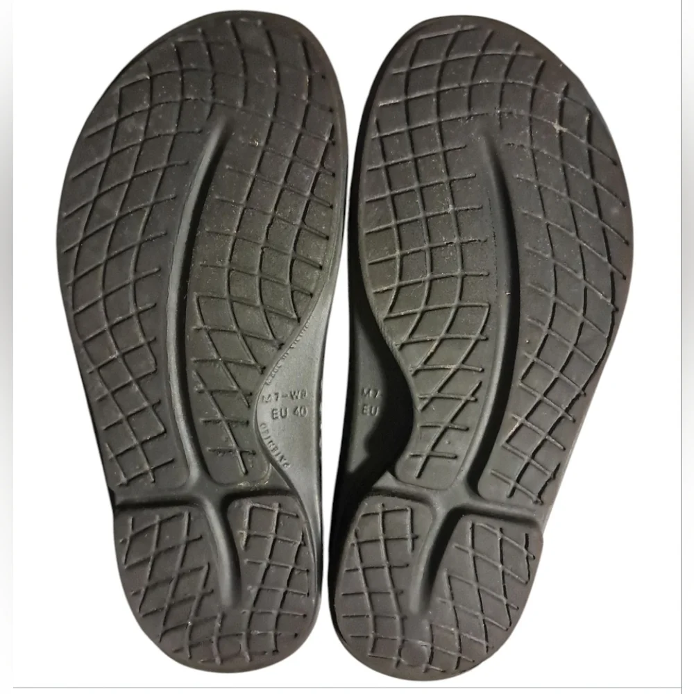 OOFOS Women's Slide Sandals - Black and Purple - Picture 10 of 14